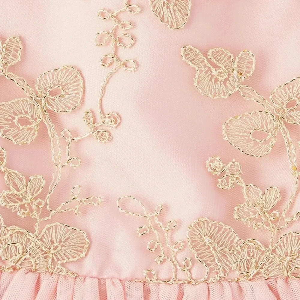 NWT THE CHILDREN’S PLACE Girls Embroidered Lace Dress Gold Beading Pink